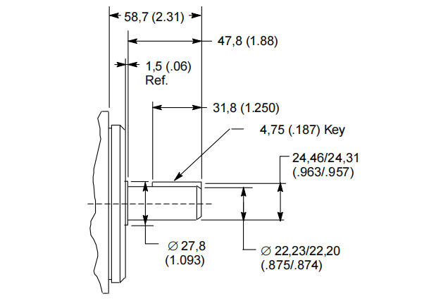 25m motor keyed shaft